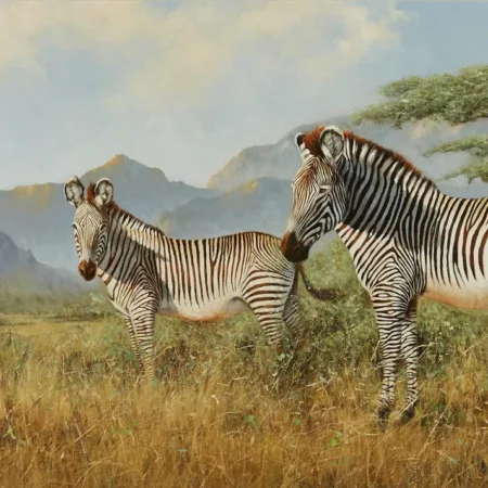 Eric Forlee Zebra Painting Oil on Canvas