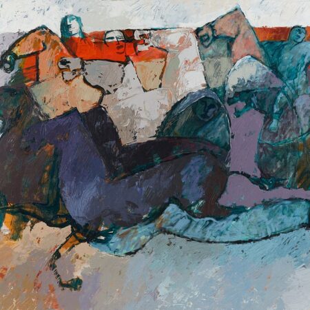 Yang Yang Figures Riding Horses Acrylic on Canvas
