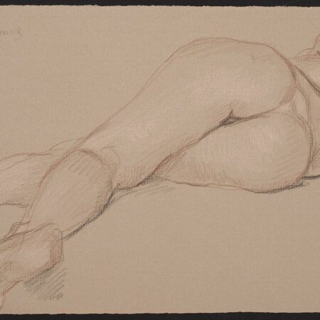 Paul Cadmus Lying Nude Back View Crayon on Paper