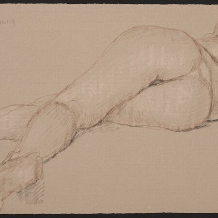 Paul Cadmus Lying Nude Back View Crayon on Paper