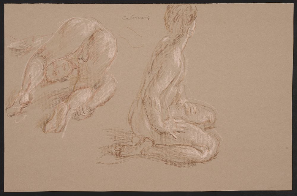 Paul Cadmus Male Nude Positions Crayon on Paper