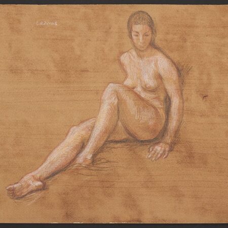 Paul Cadmus Seated Female Nude Watercolor & Crayon on Paper