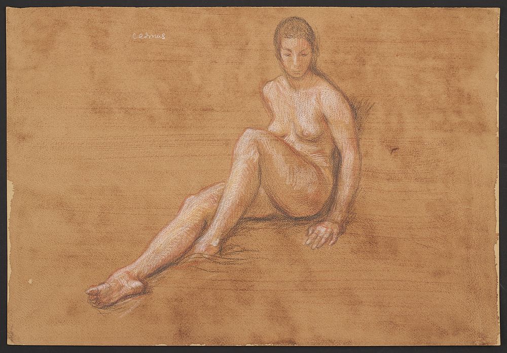 le_pho_banner 2 Paul Cadmus Seated Female Nude Watercolor & Crayon on Paper
