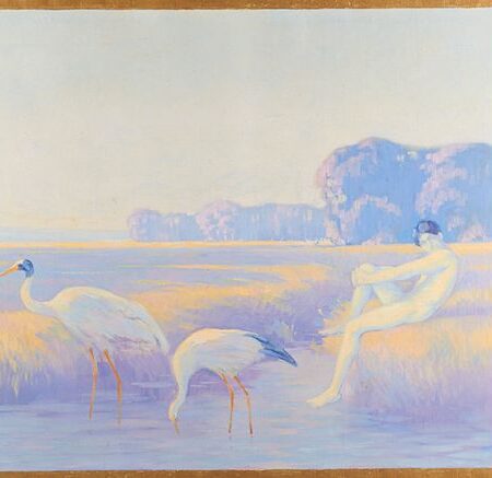 Clarence Rosenkranz Boy & Cranes Oil on Canvas