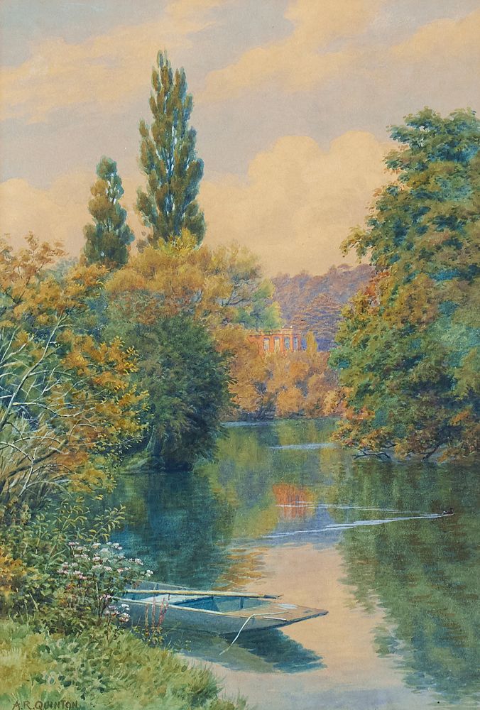 le_pho_banner 2 Alfred Robert Quinton River Scene Watercolor