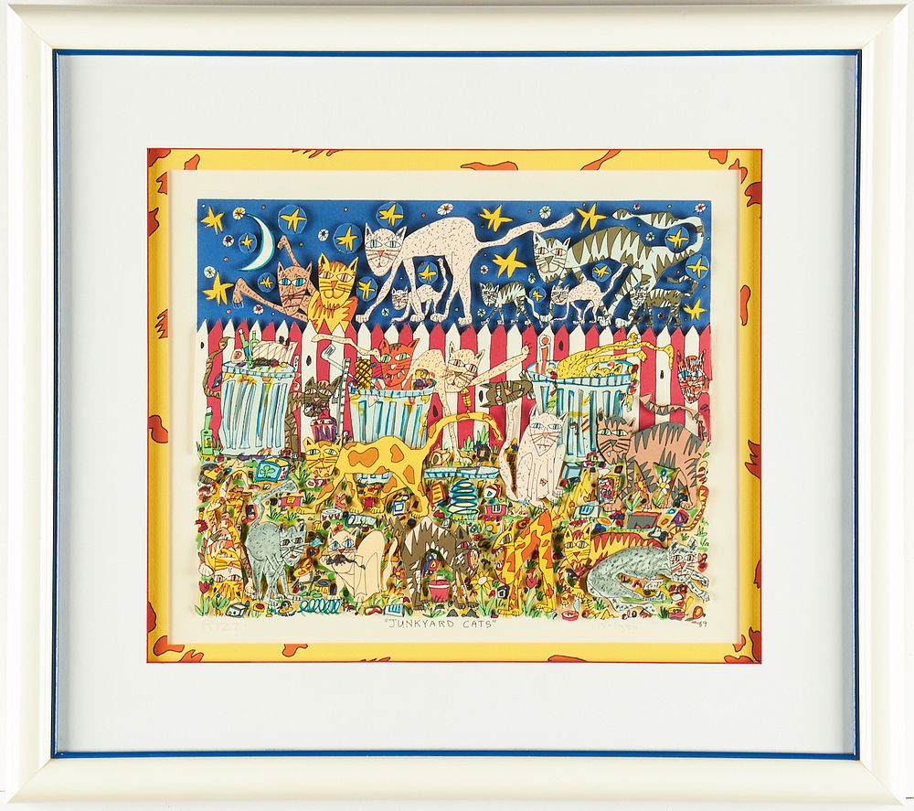 James Rizzi "Junkyard Cats" 3D Serigraph