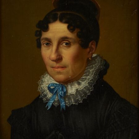 Henry Barraud Portrait of Woman Oil on Board