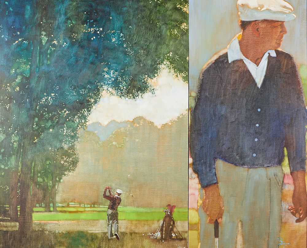 le_pho_banner 2 Bernie Fuchs "Golfer, Ben Hogan" Oil on Canvas