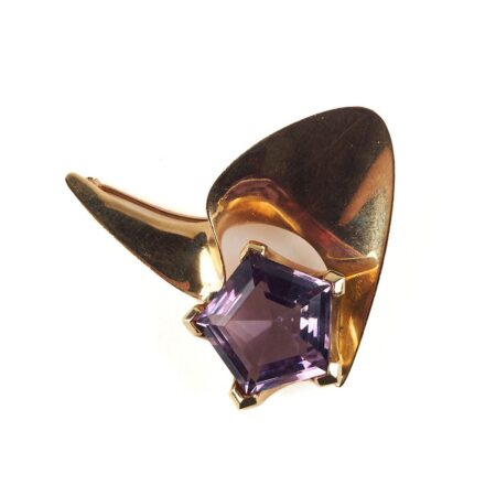 Ronald Hays Pearson 14K Gold Amethyst Brooch