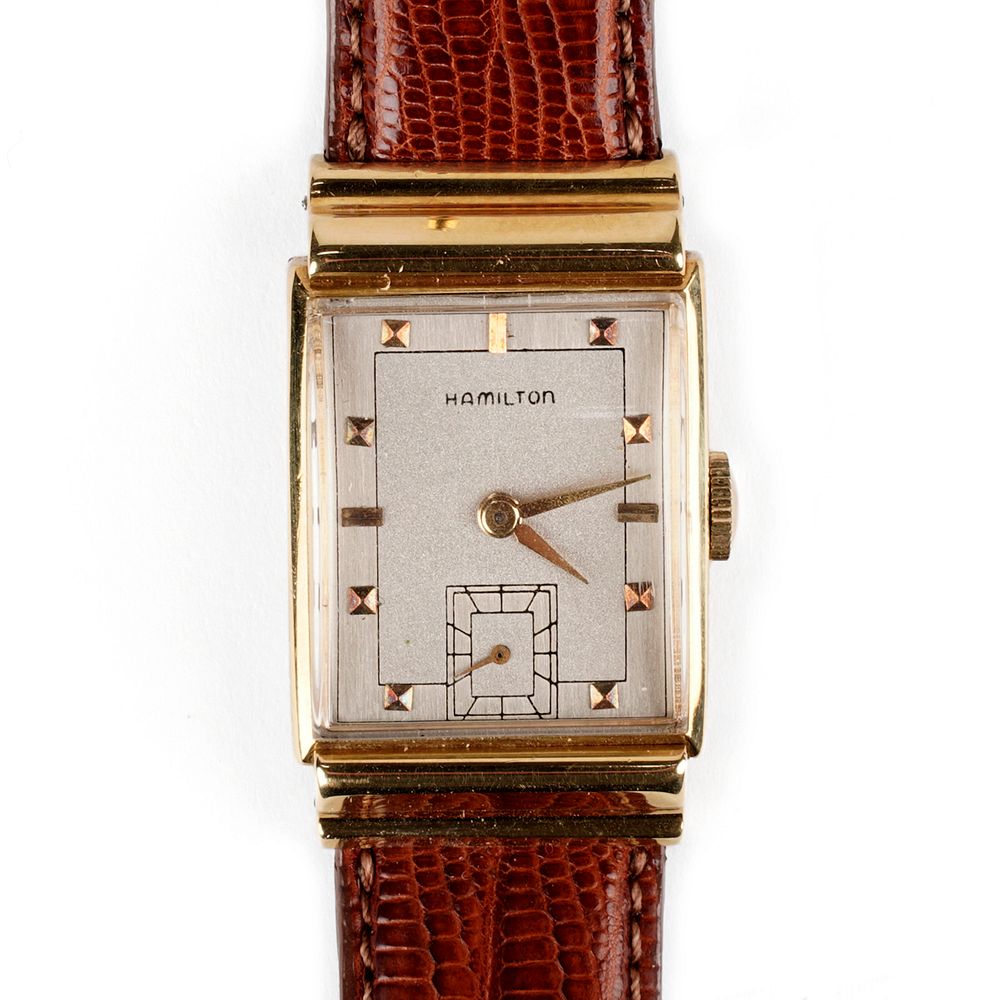 Hamilton 18K Gold Square Wristwatch