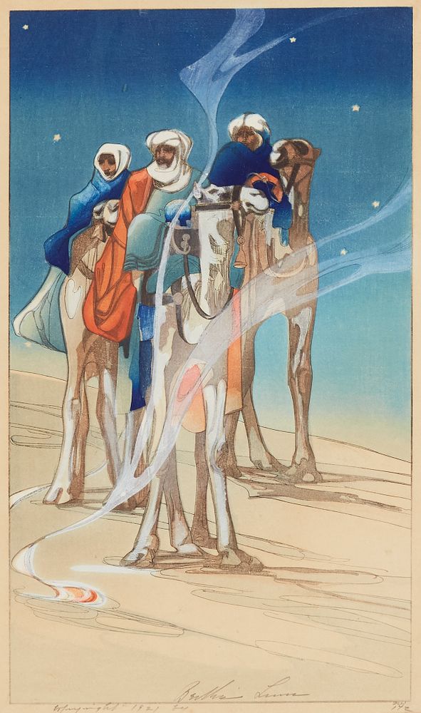 le_pho_banner 2 Bertha Lum 1921 Large Three Wise Men Woodblock
