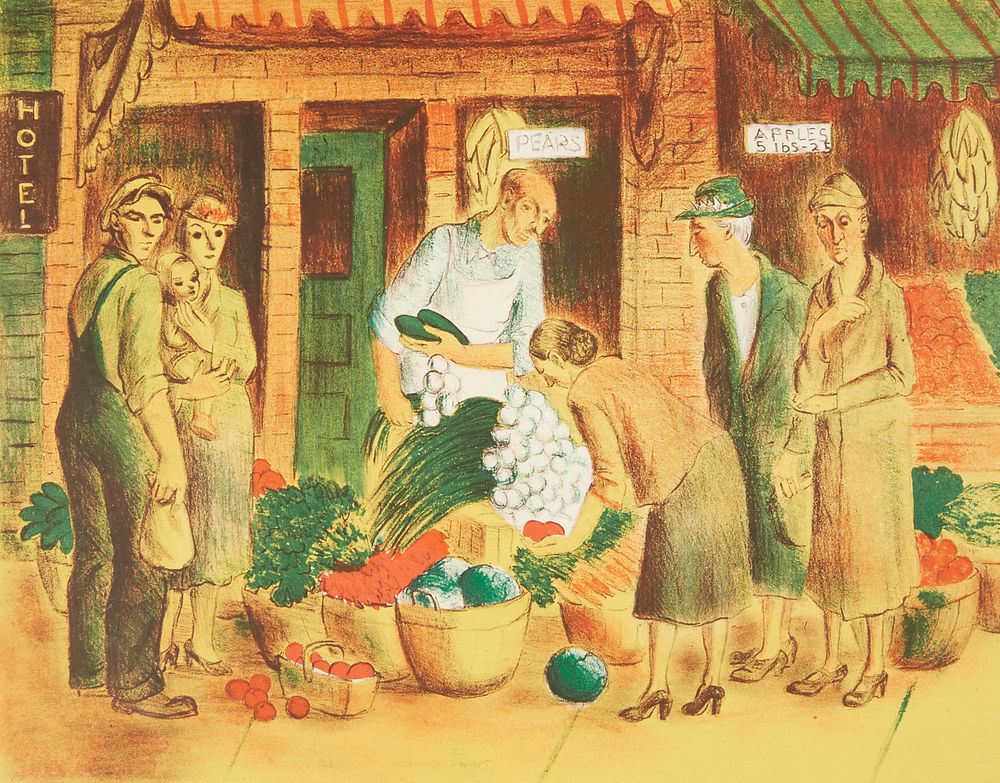 le_pho_banner 2 Dorothea Lau MN WPA Art Project Lithograph - "Vegetable Market"