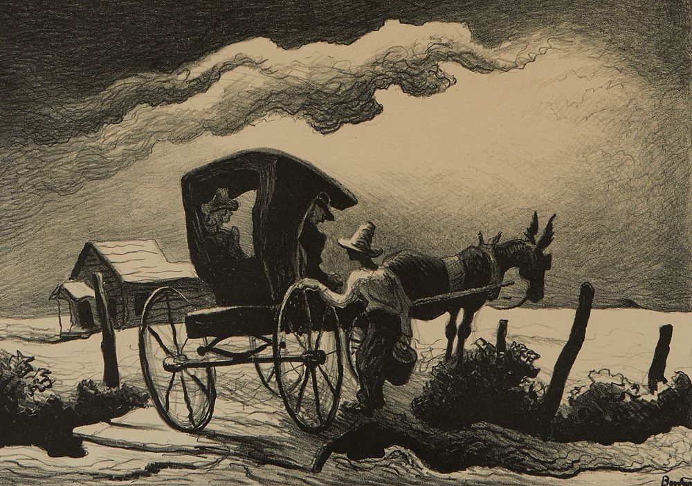 le_pho_banner 2 Thomas Hart Benton "Gateside Conversation" Lithograph 1946