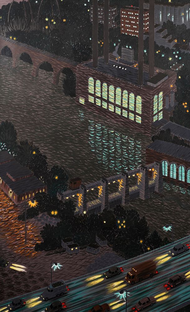 le_pho_banner 2 Yvonne Jacquette "Mississippi Night Lights" Color Lithograph