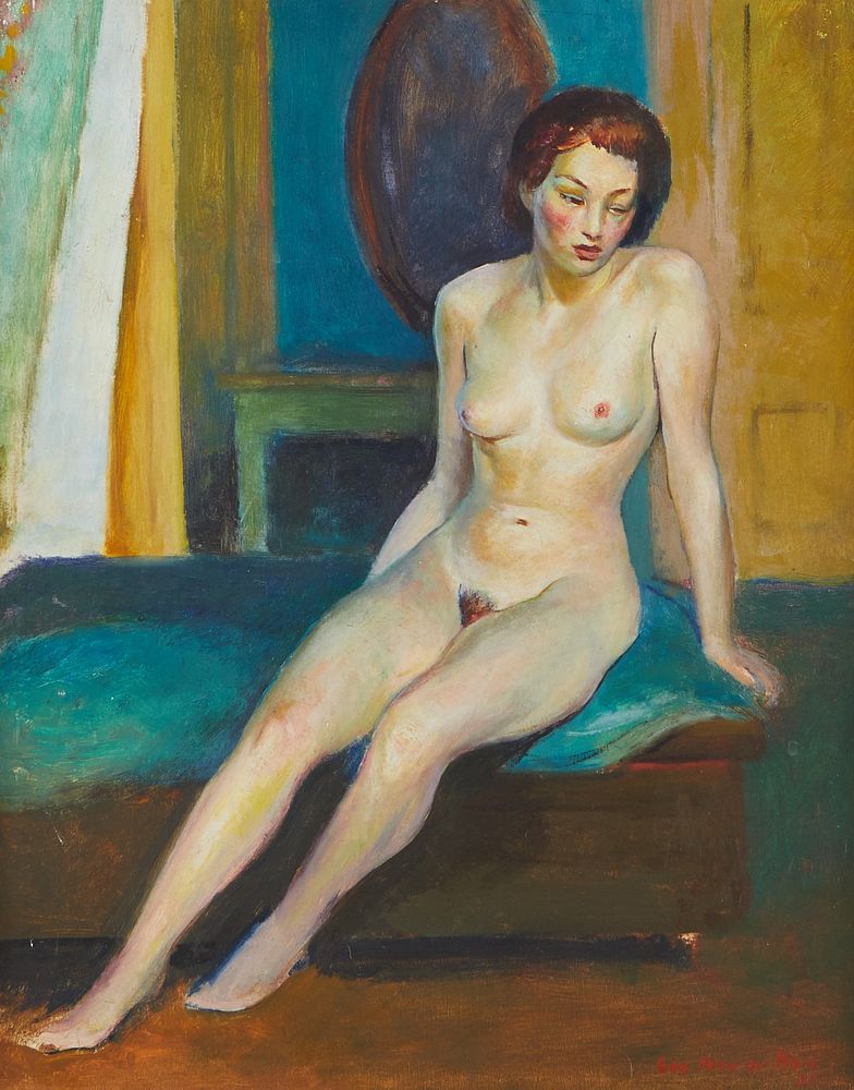le_pho_banner 2 Guy Pene Du Bois Seated Female Nude Oil Painting