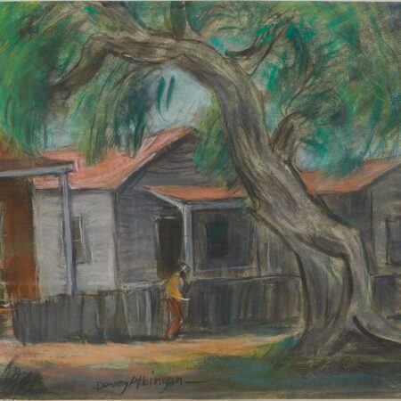 Dewey Albinson Row of Houses Pastel Drawing