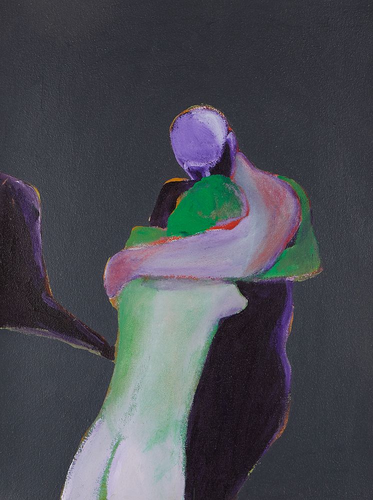 le_pho_banner 2 Fritz Scholder Couple Embracing Oil on Paper