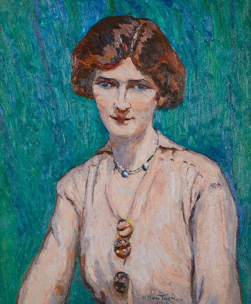 le_pho_banner 2 Allen Tucker "Young Woman in a Pink Dress" Painting