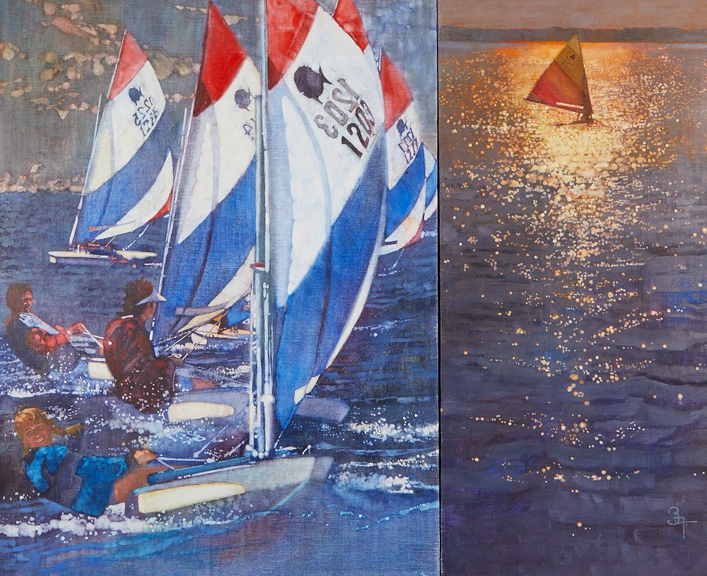 le_pho_banner 2 Bernie Fuchs "Sailing" Oil on Canvas Diptych