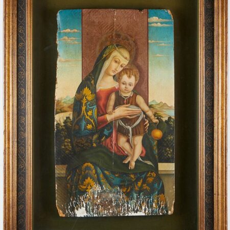 Madonna and Child Painting on Panel - Damaged