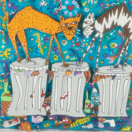 James Rizzi "Cats Meow" Mixed Media Collage