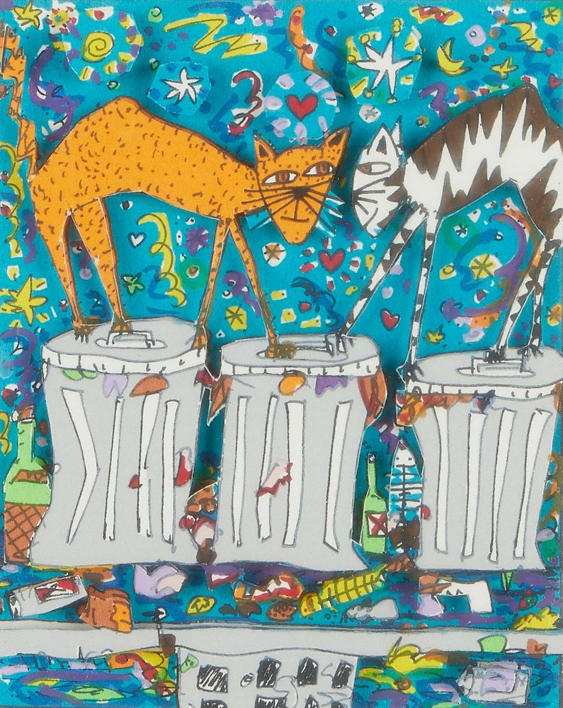 le_pho_banner 2 James Rizzi "Cats Meow" Mixed Media Collage