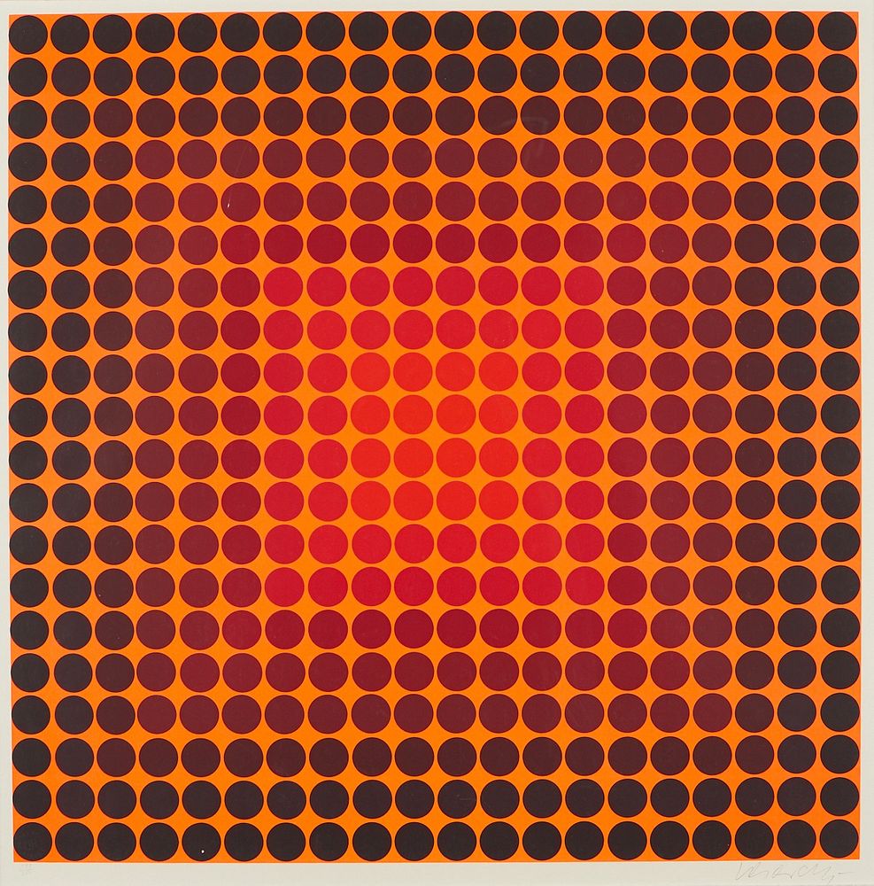 le_pho_banner 2 Victor Vasarely Serigraph Pokol 1968