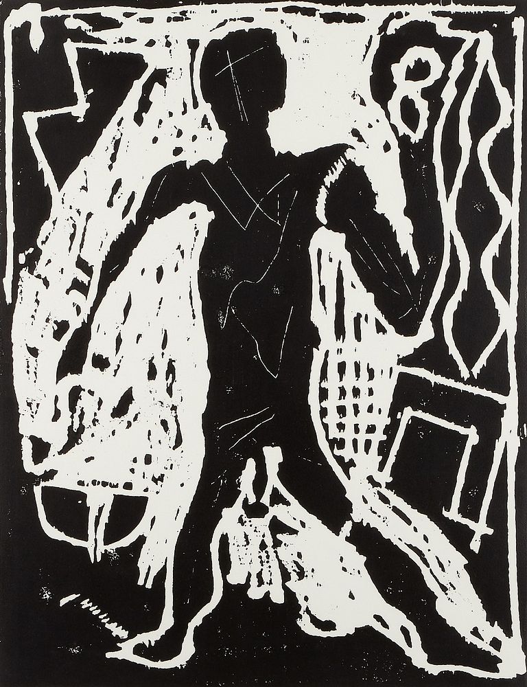 le_pho_banner 2 A.R. Penck "Die Arbeit Geht Weiter (This Work Continues On)" Woodcut