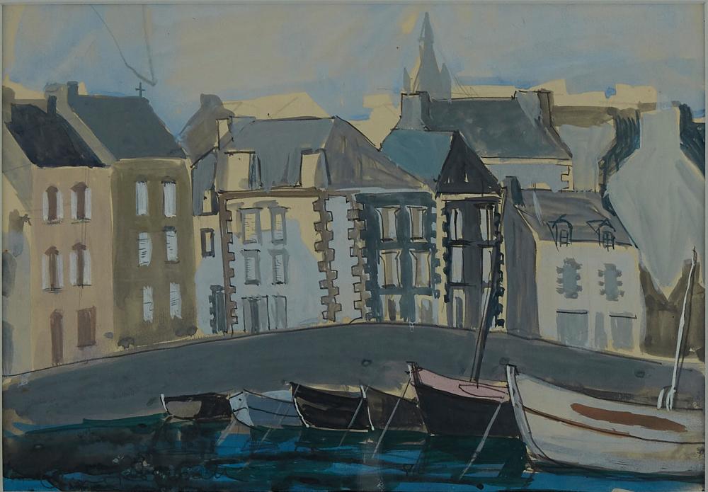 le_pho_banner 2 Anne Redpath "Boats at Treboul" Watercolor Gouache