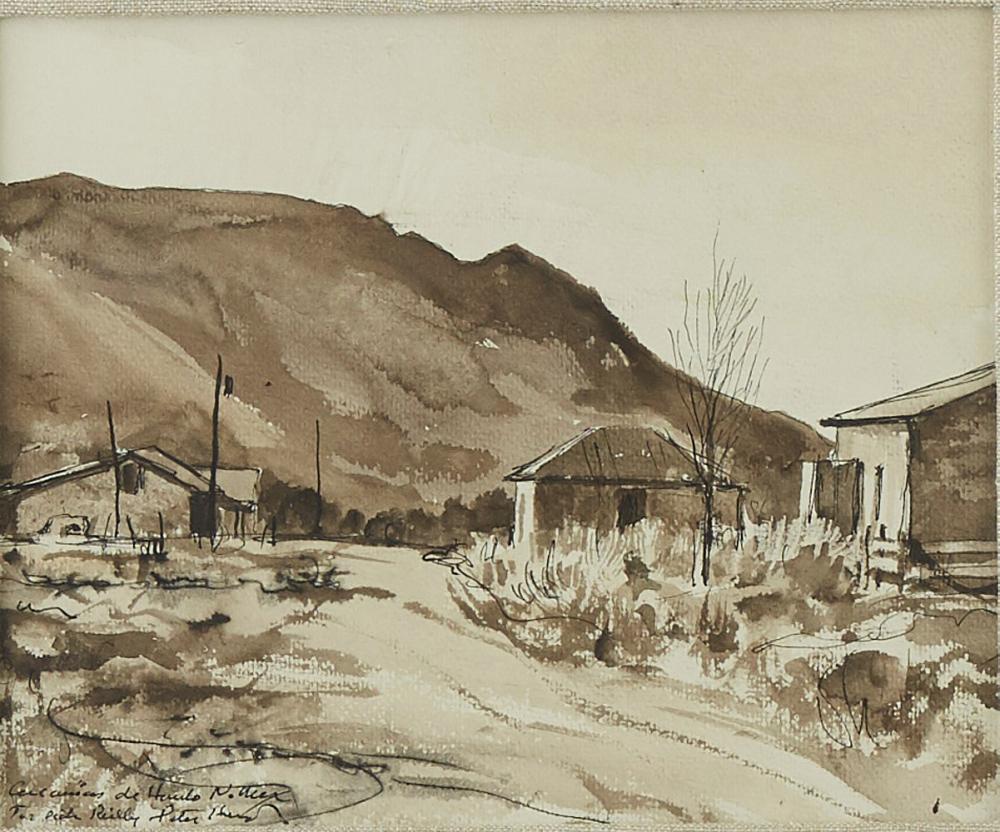 le_pho_banner 2 Peter Hurd Landscape Ink and Wash on Paper