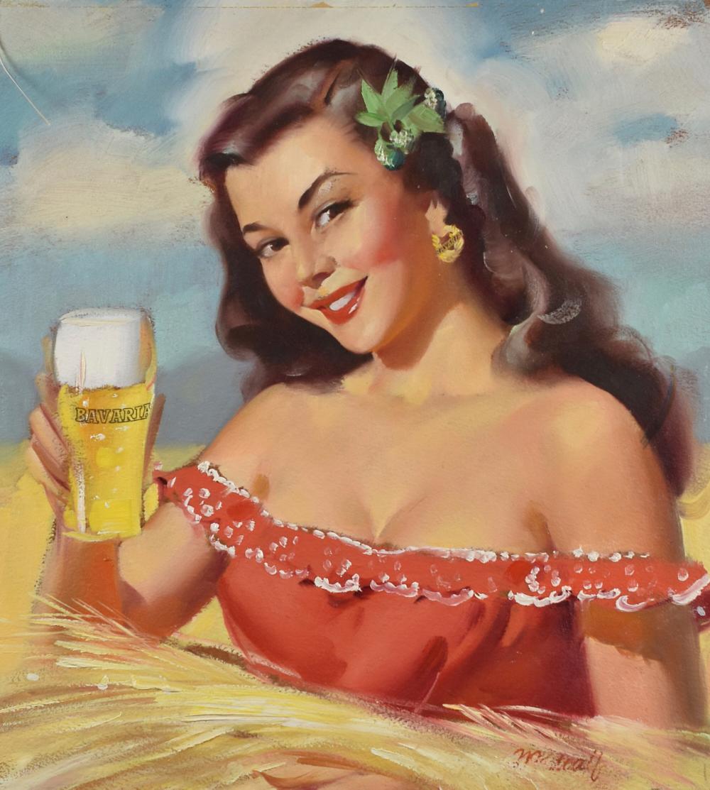le_pho_banner 2 William Medcalf Pinup Painting Woman with Beer