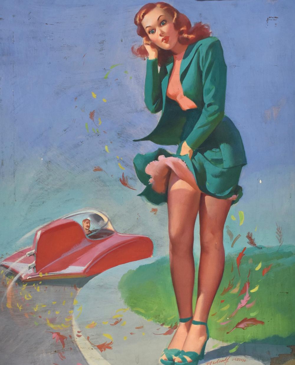 le_pho_banner 2 William Medcalf Pinup Painting Woman with Modern Car