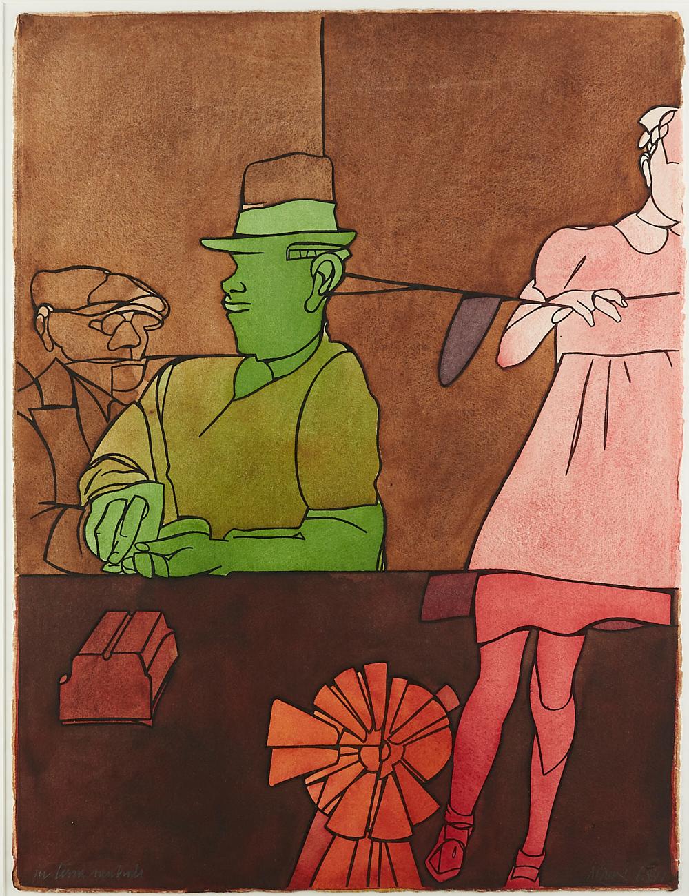 Valerio Adami "In Terra Neutrale" Watercolor on Paper