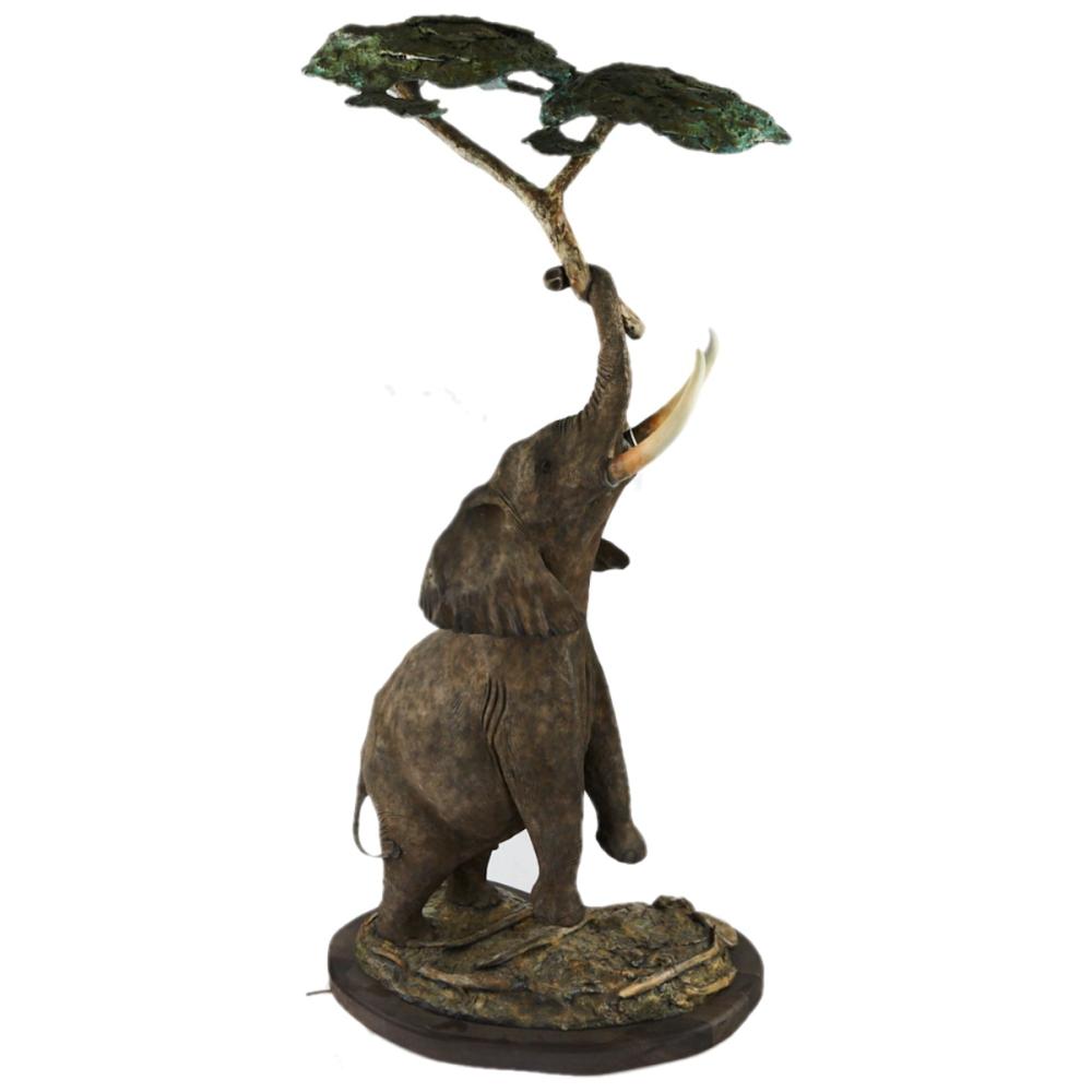 Christopher Smith Bronze Elephant Lamp Sculpture