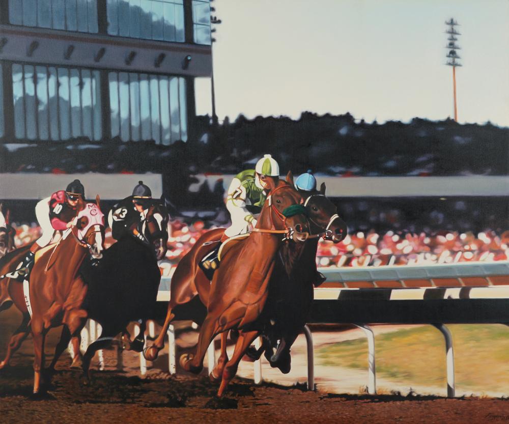 le_pho_banner 2 Terrence Fogarty "Clubhouse Turn at Canterbury Downs" Oil on Canvas
