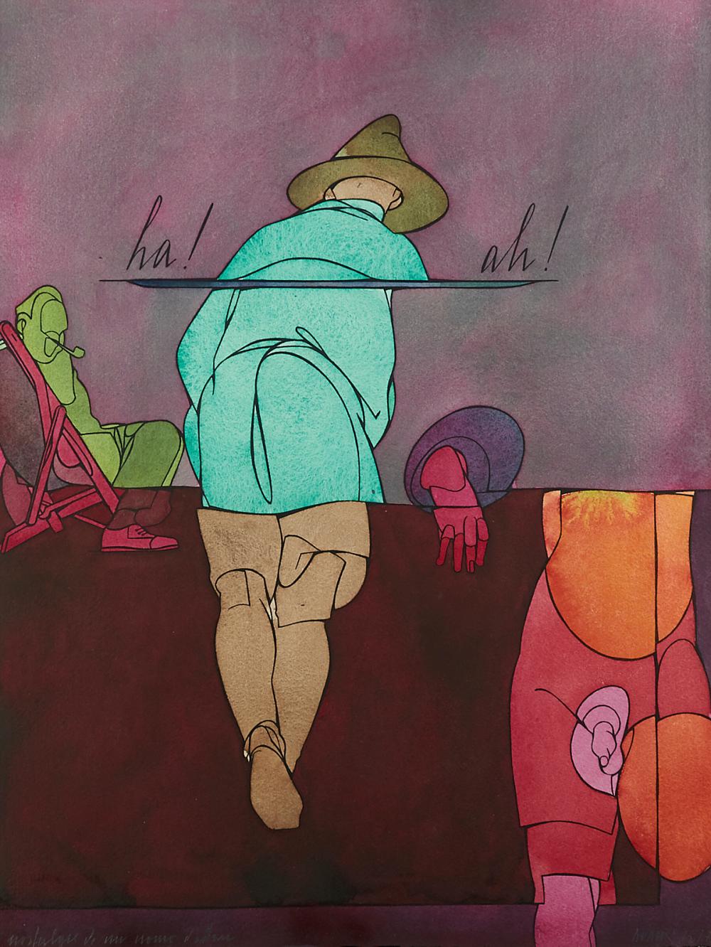 le_pho_banner 2 Valerio Adami "Nostalgia di un Uomo d'Affari" Watercolor on Paper Painting