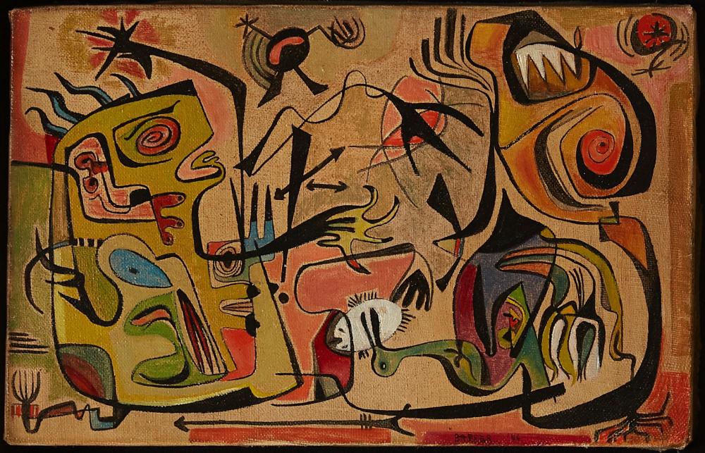 le_pho_banner 2 Gertrude Barrer Abstract Indian Space Oil on Canvas