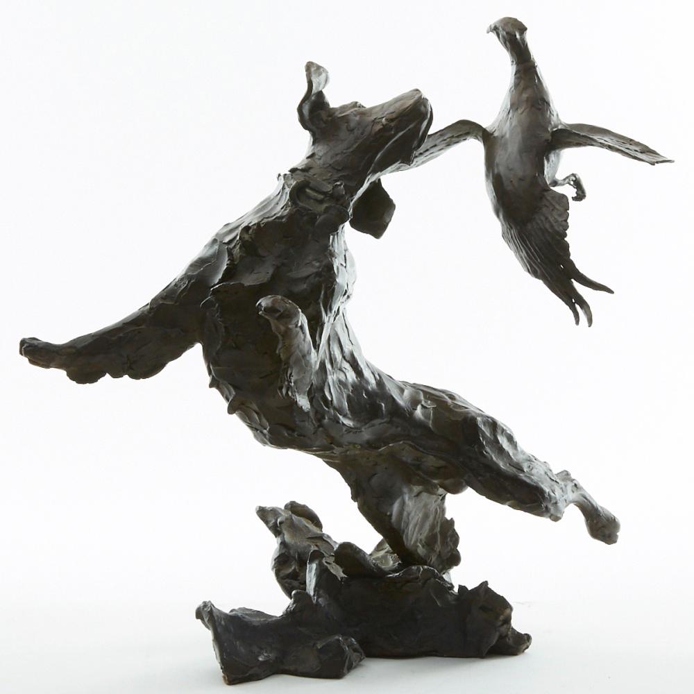 le_pho_banner 2 Kreg Harrison Bronze Sculpture Springer Spaniel Leaping for Pheasant