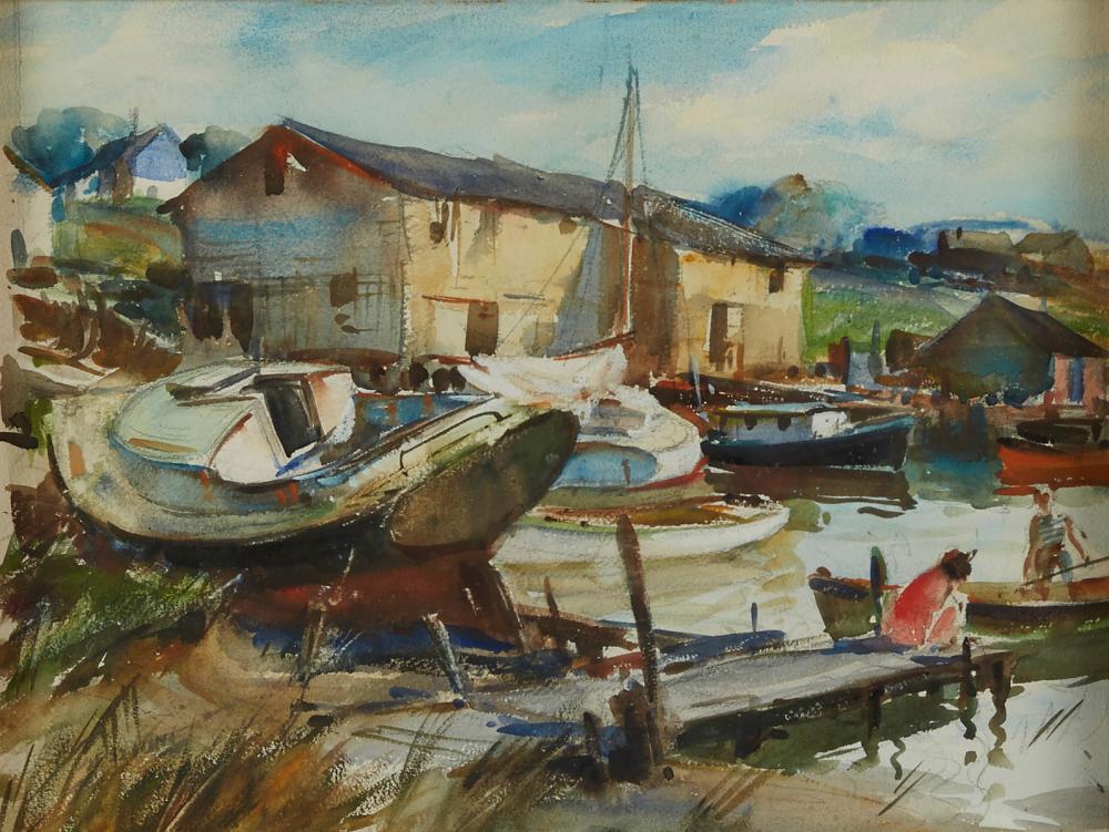 le_pho_banner 2 James M. Hon Sessions Watercolor Harbor Scene