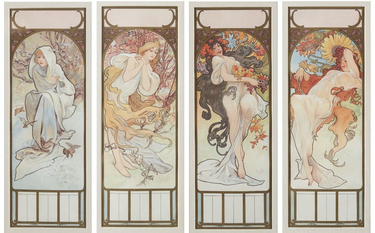 alphonse-mucha-seasons Alphonse Mucha Art Nouveau Girl Ceramic Plate 1898