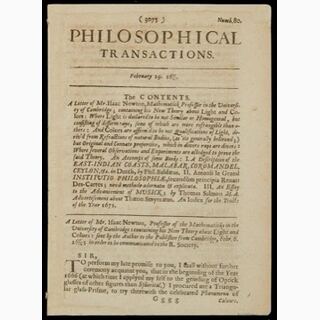 Isaac Newton Letter, Philosophical Transactions 1st Ed.