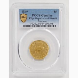 1849 Mormon $5 Gold Coin PCGS AU Detail