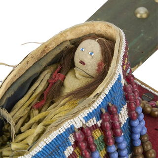 Plains Native American Beaded Cradleboard Doll